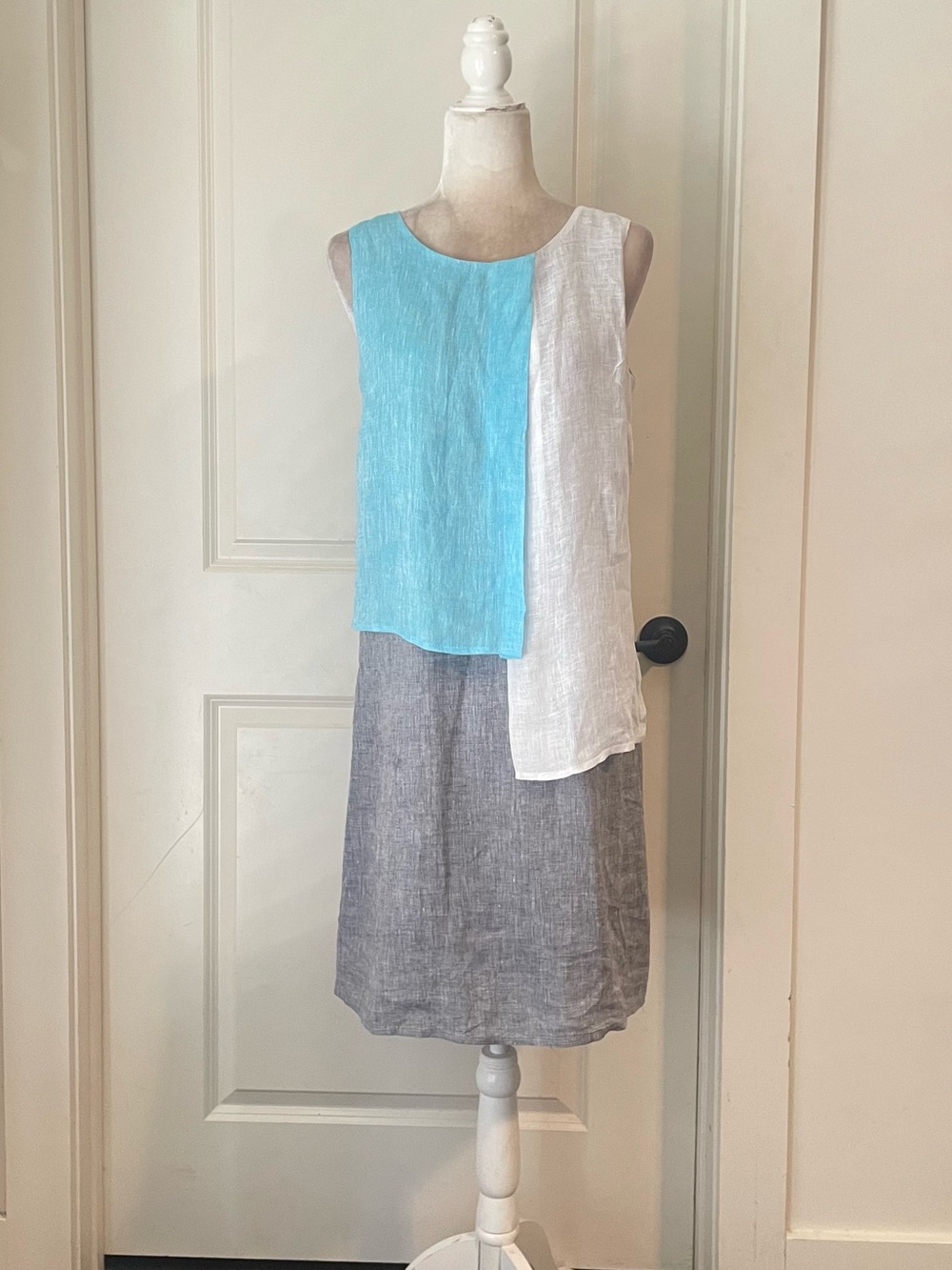 Sartoria Saracena European linen Sleeveless Colorblock Dress Sz M
